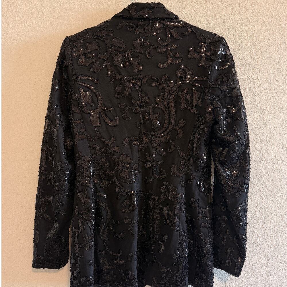 Alexis Firdas Black Sequin Embroidered Blazer Jacket Small - Picture 3 of 9